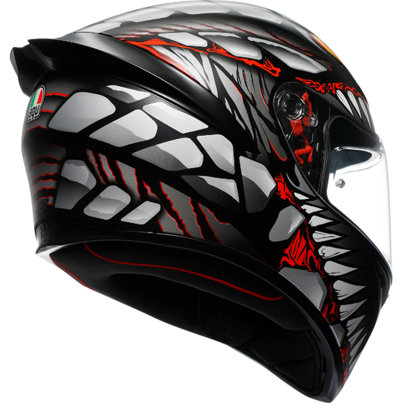 AGV K1 S Lyzard Helmet Black/Gray/Red - Rear Right Side View