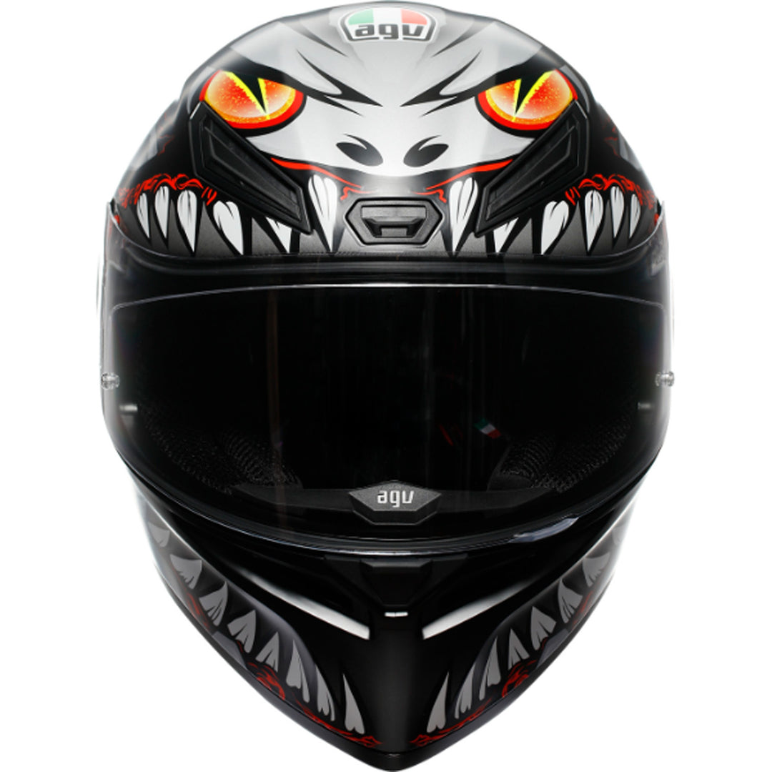 AGV K1 S Lyzard Helmet Black/Gray/Red - Front View