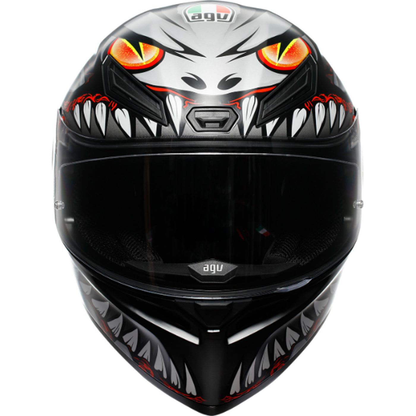 AGV K1 S Lyzard Helmet Black/Gray/Red - Front View