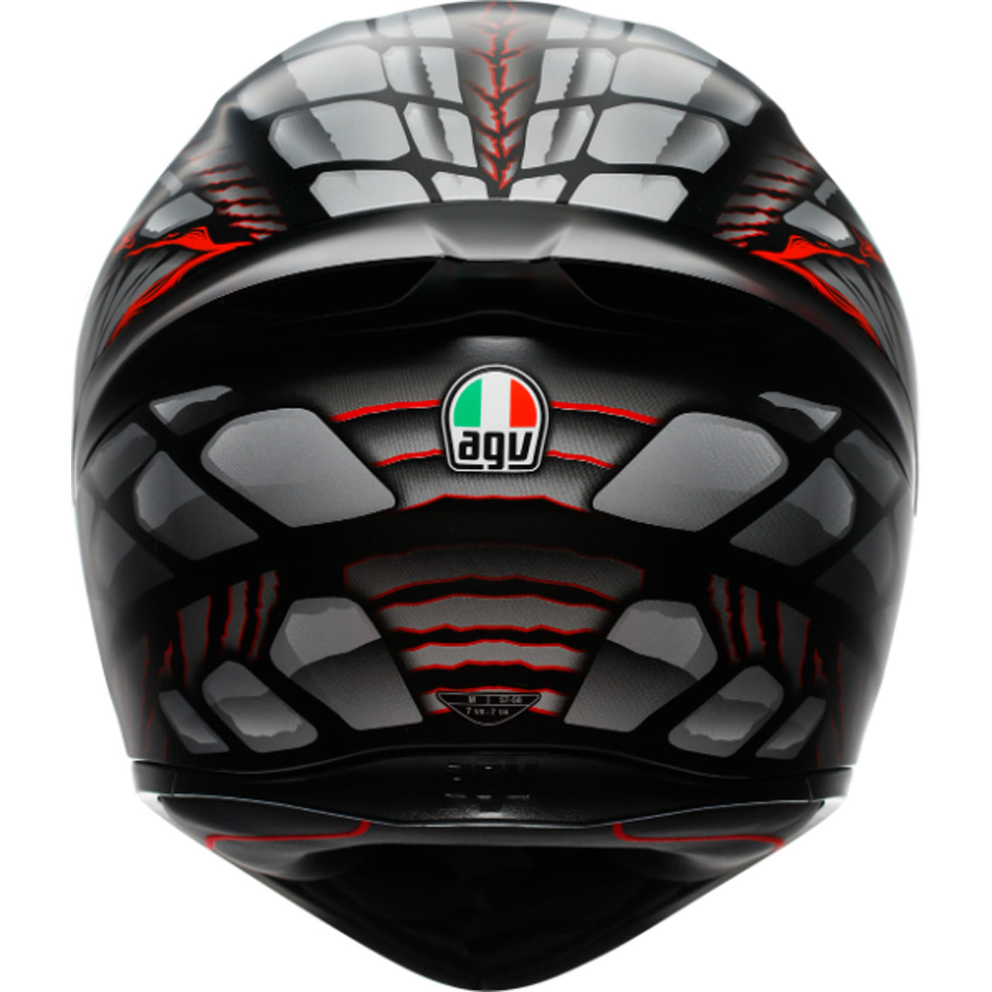 AGV K1 S Lyzard Helmet Black/Gray/Red - Rear View