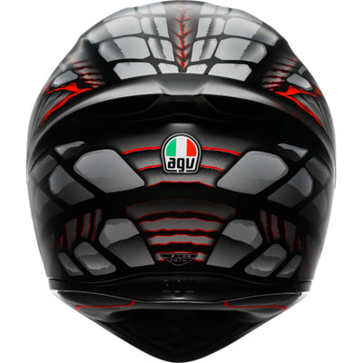 AGV K1 S Lyzard Helmet Black/Gray/Red - Rear View