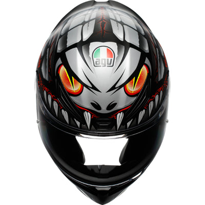 AGV K1 S Lyzard Helmet Black/Gray/Red - Front Top View