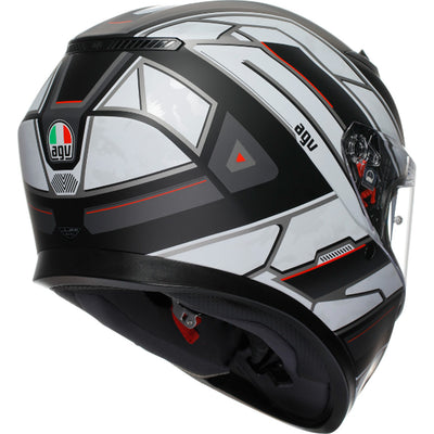 AGV K3 Rivia Helmet Matte Black/White - Rear Right Side View