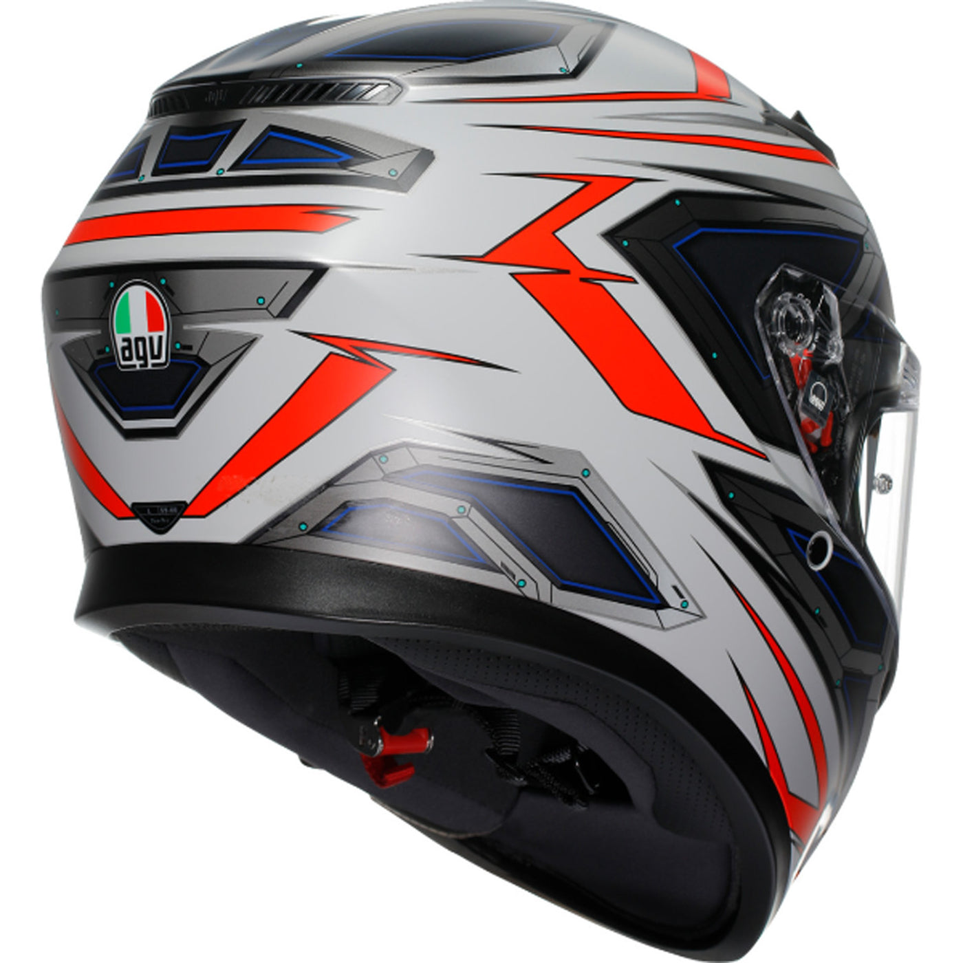 AGV K3 Space Helmet Matte White/Red Fluo - Rear Right Side View