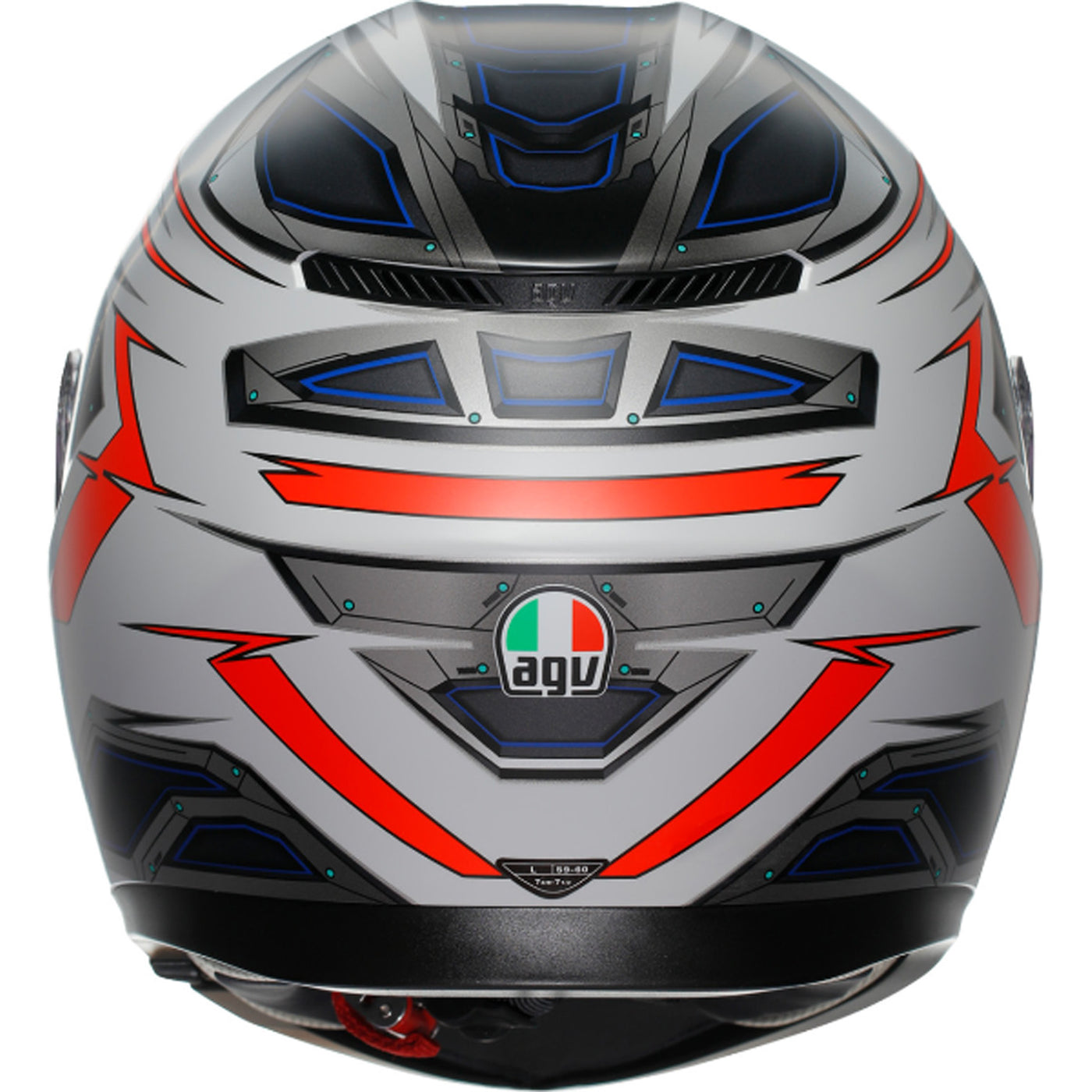 AGV K3 Space Helmet Matte White/Red Fluo - Rear View