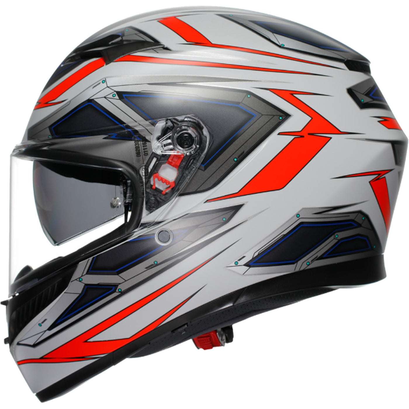 AGV K3 Space Helmet Matte White/Red Fluo - Left Side View