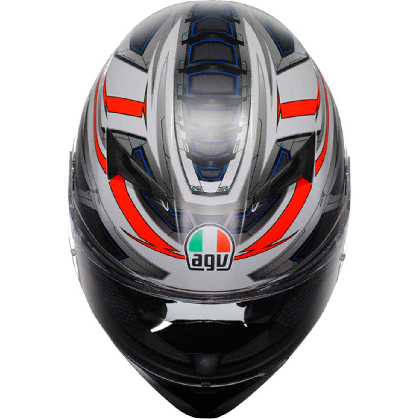 AGV K3 Space Helmet Matte White/Red Fluo - Top Down View