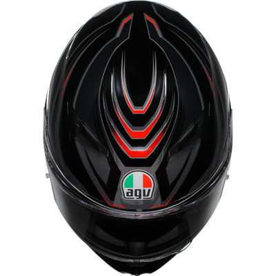 AGV K3 Syth Helmet Black/Red - Top Down View