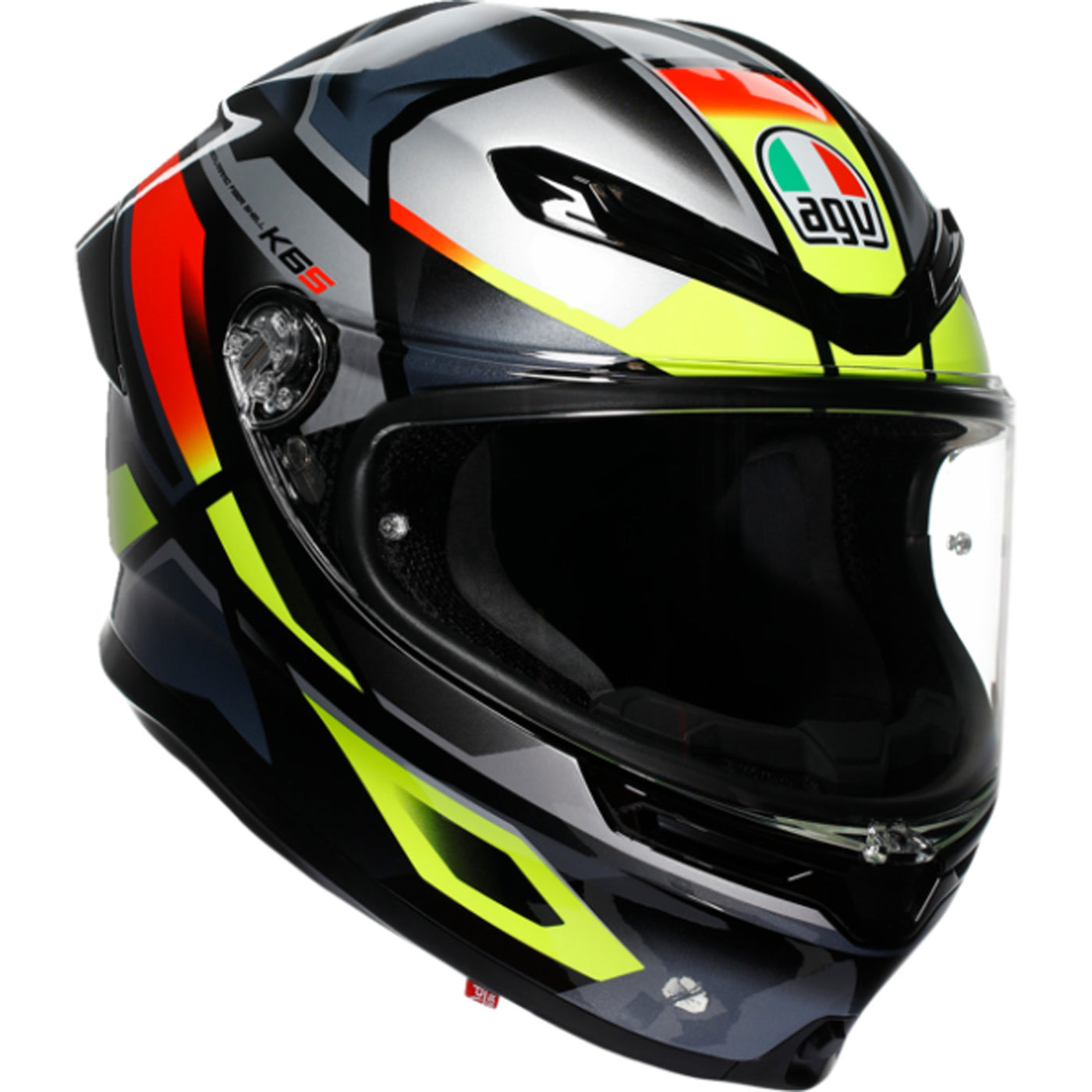 AGV K6 S Erazer Helmet Black/Red/Yellow Fluo - Front Right Side View