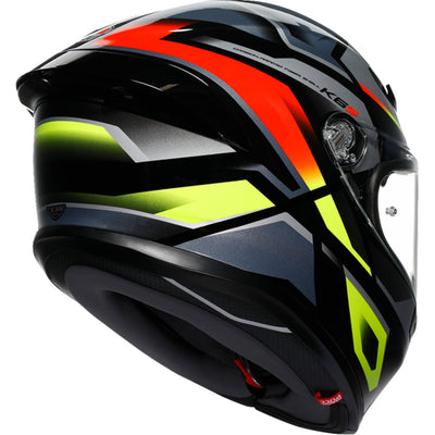 AGV K6 S Erazer Helmet Black/Red/Yellow Fluo - Rear Right Side View