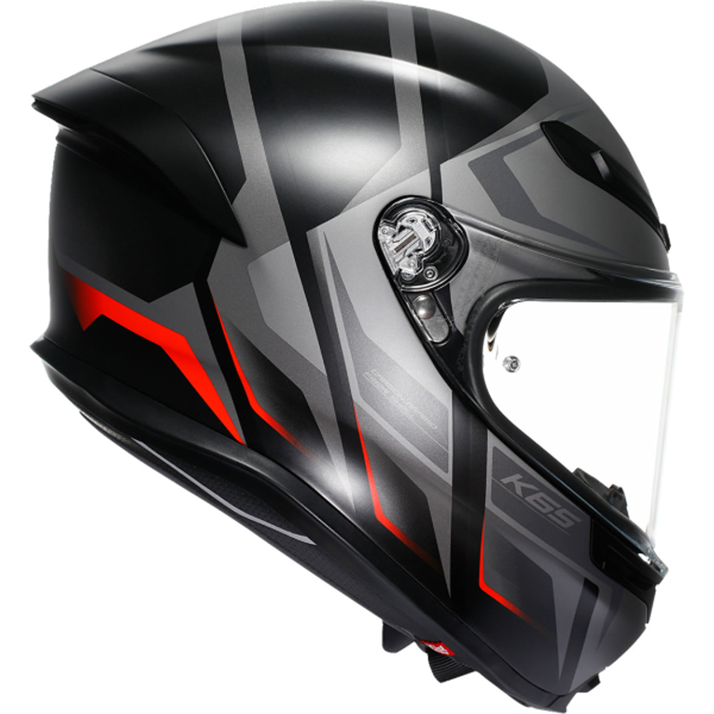 AGV K6 S Karve Helmet Matte Black/Gray/Red - Right Side View