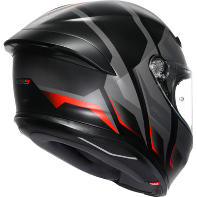 AGV K6 S Karve Helmet Matte Black/Gray/Red - Rear Right Side View