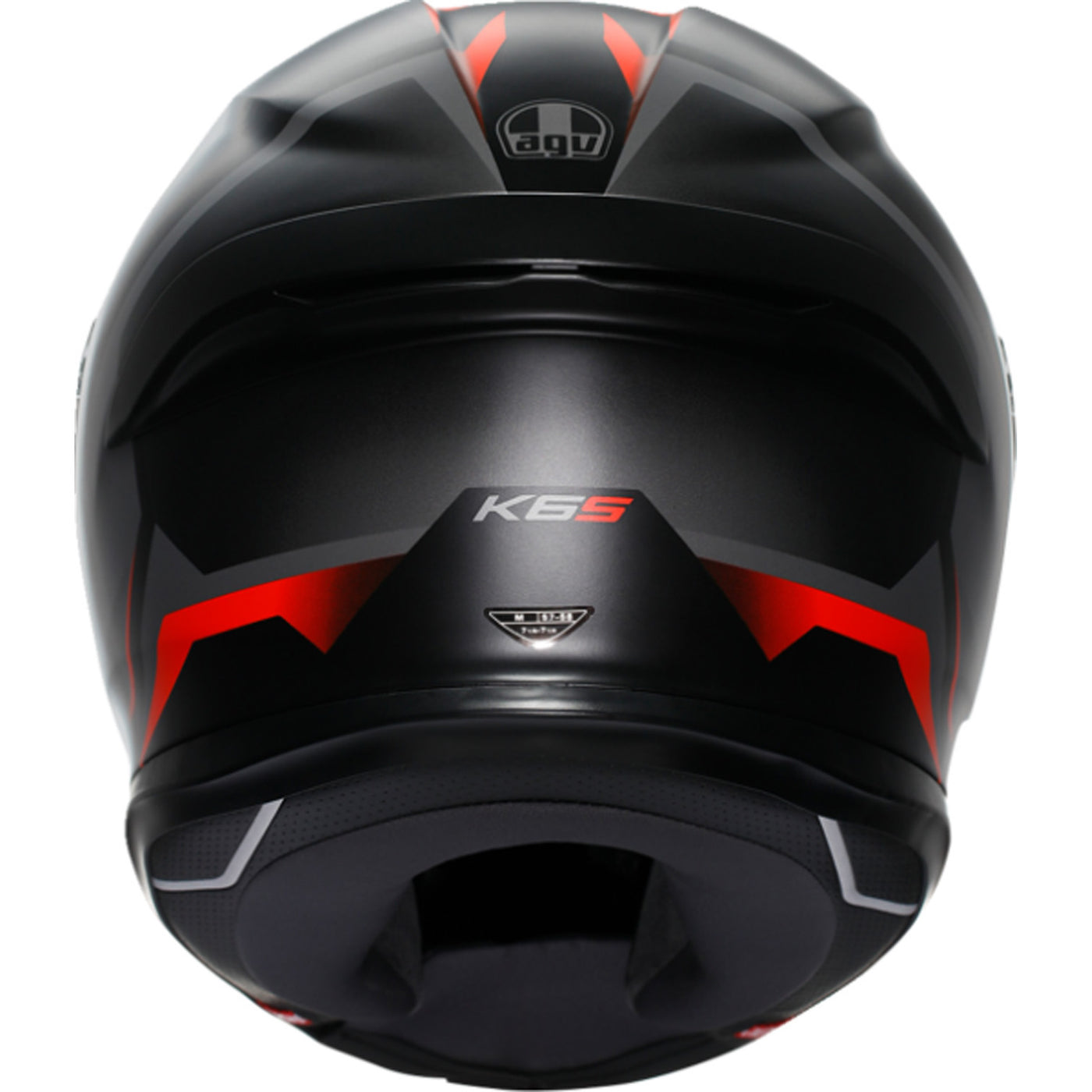 AGV K6 S Karve Helmet Matte Black/Gray/Red - Rear View