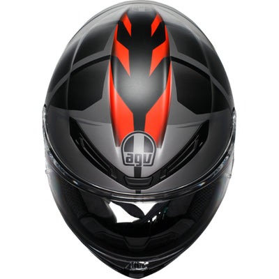 AGV K6 S Karve Helmet Matte Black/Gray/Red - Top Down View