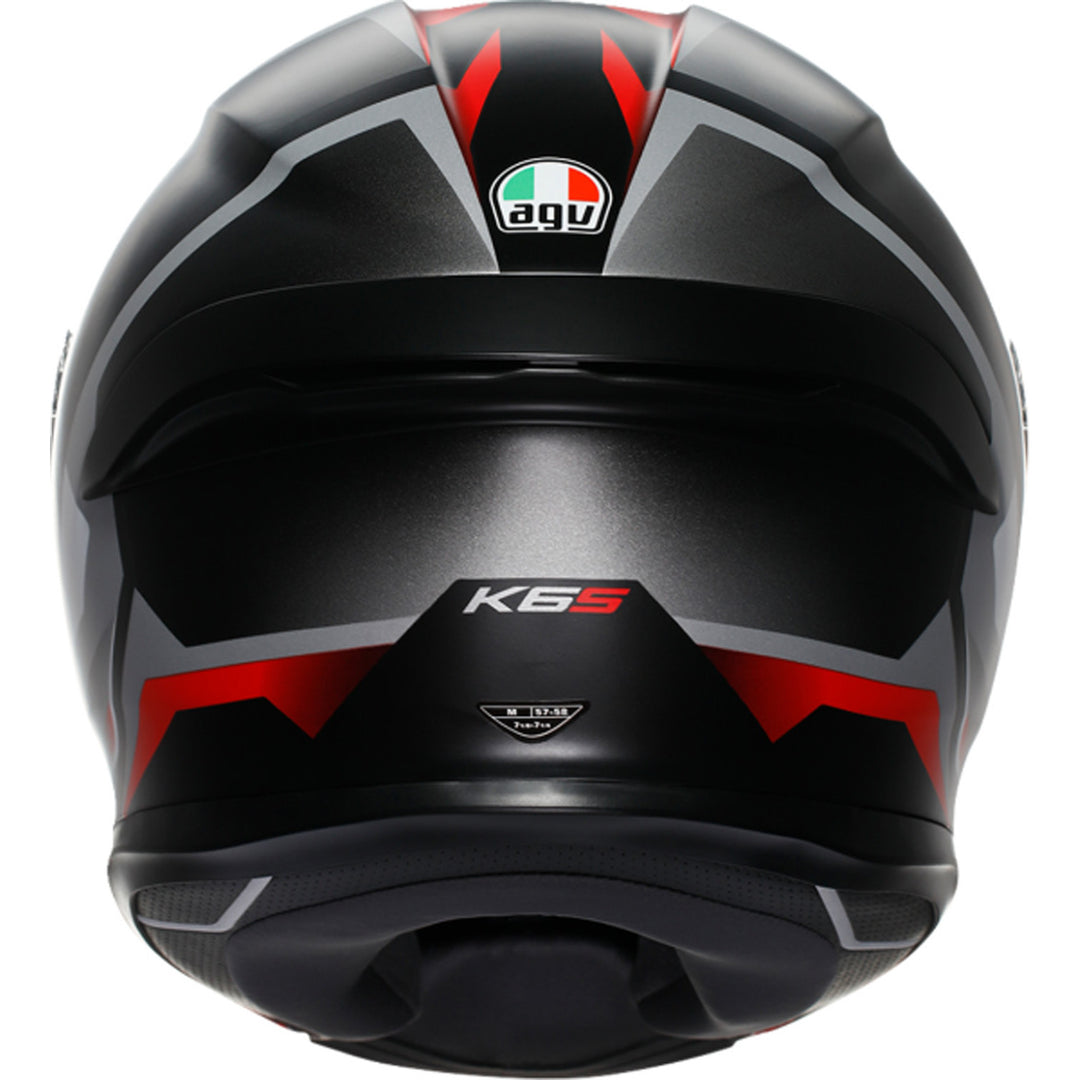 AGV K6 S Karve Helmet Matte Black/White/Red - Rear View
