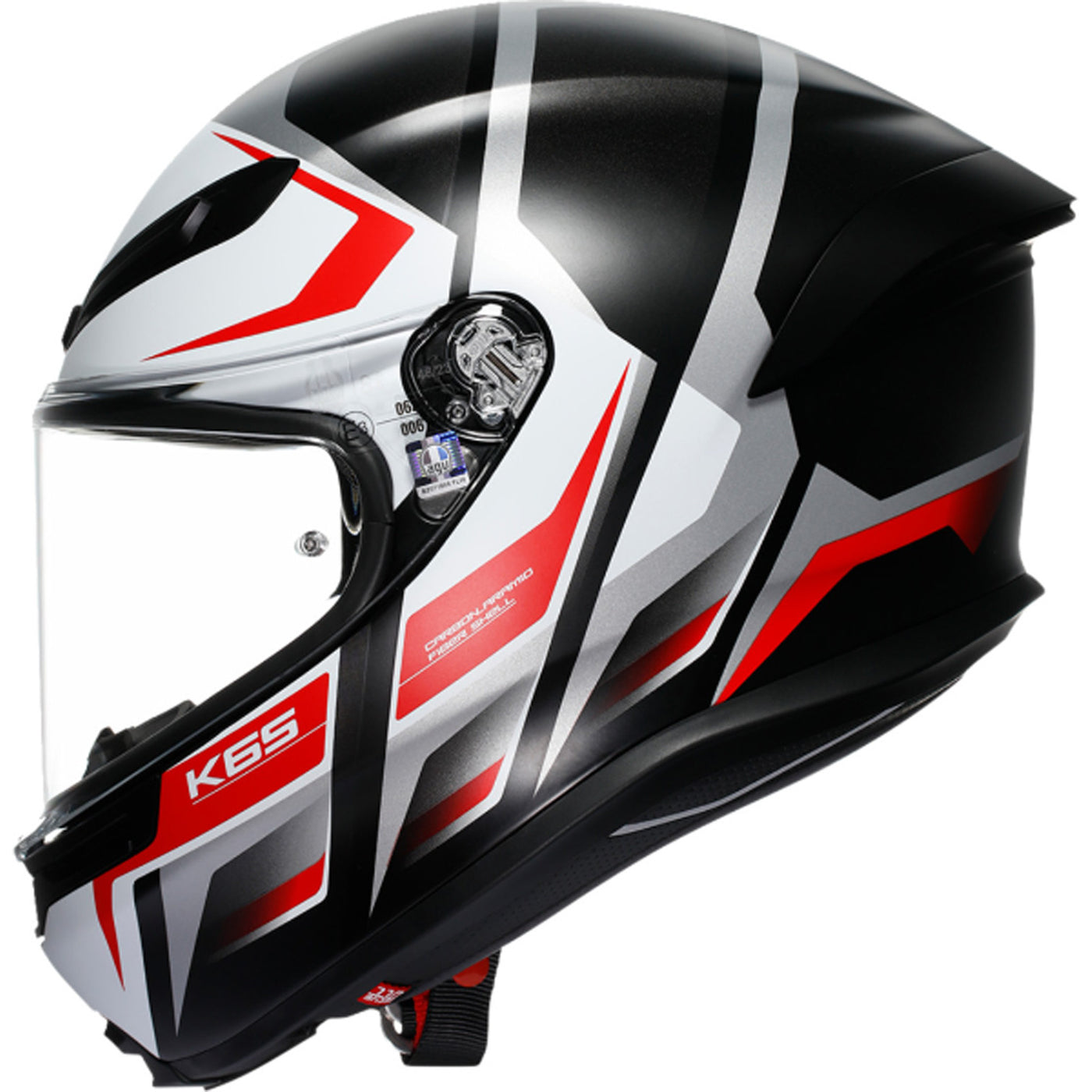 AGV K6 S Karve Helmet Matte Black/White/Red - Left Side View