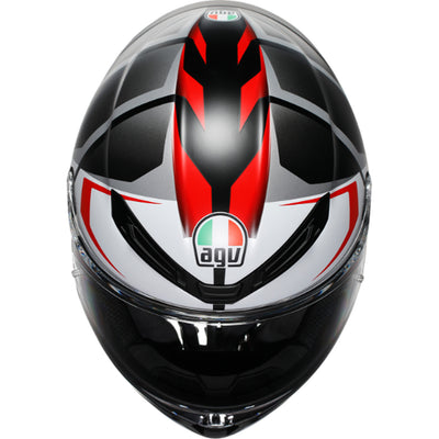 AGV K6 S Karve Helmet Matte Black/White/Red - Top Down View