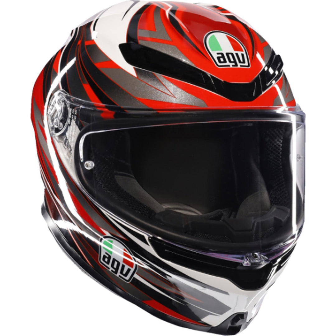 AGV K6 S Reeval Helmet White/Red/Gray - Front Right Side View
