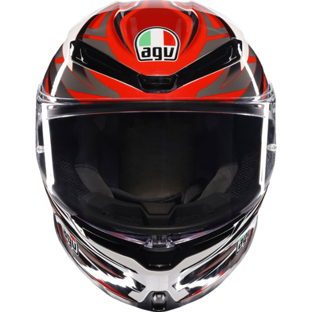 AGV K6 S Reeval Helmet White/Red/Gray - Front View