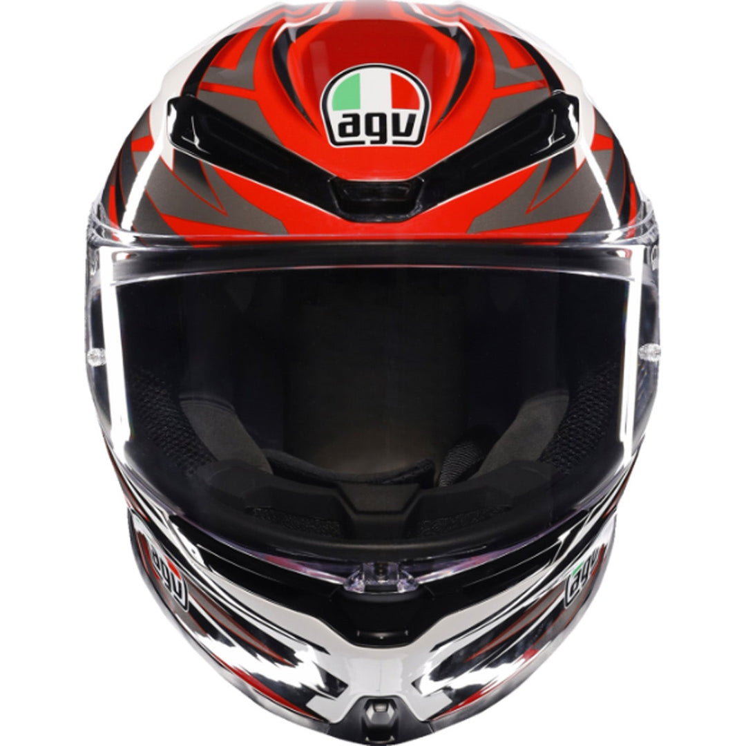 AGV K6 S Reeval Helmet White/Red/Gray - Front View