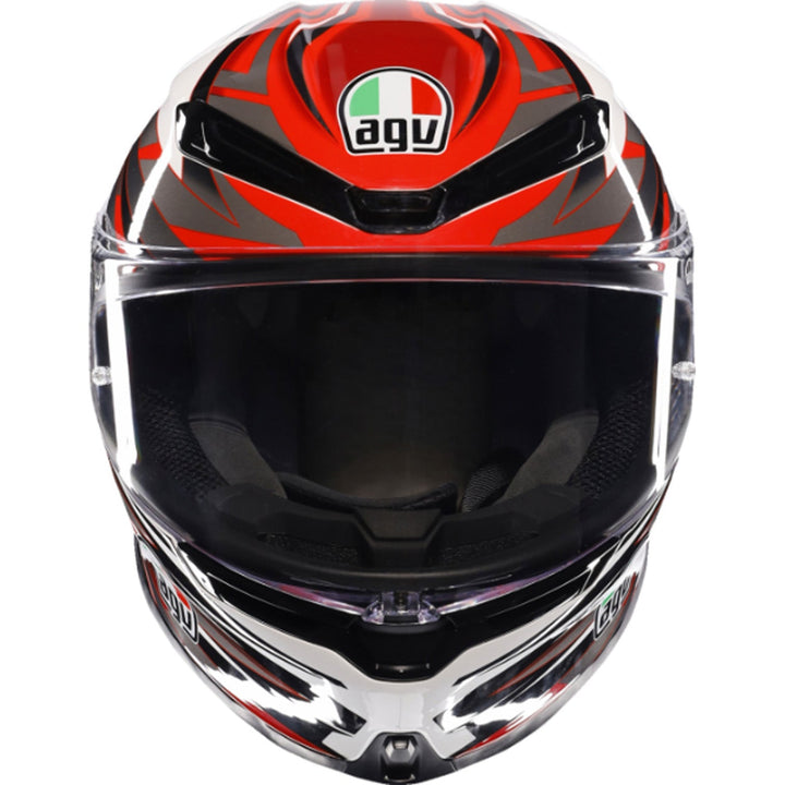 AGV K6 S Reeval Helmet White/Red/Gray - Front View