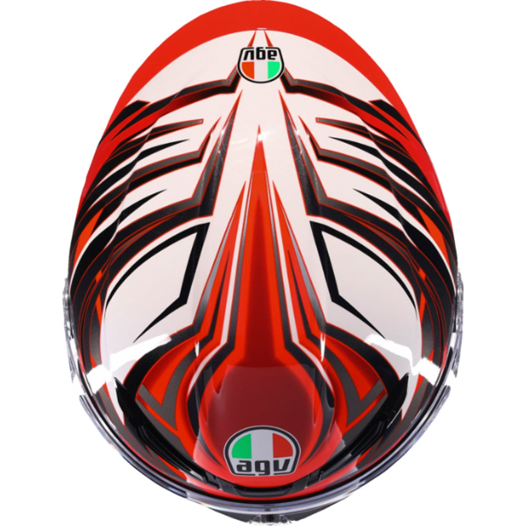AGV K6 S Reeval Helmet White/Red/Gray - Top Down View