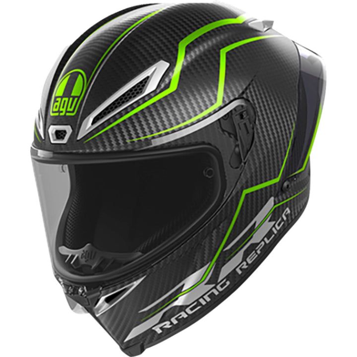 AGV Pista GP RR Performante Helmet Carbon/Lime - Angled Front Left Side View