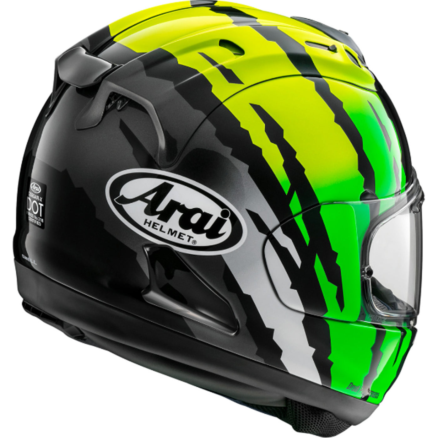 Arai Corsair-X Blade Helmet Yellow - Rear Side View