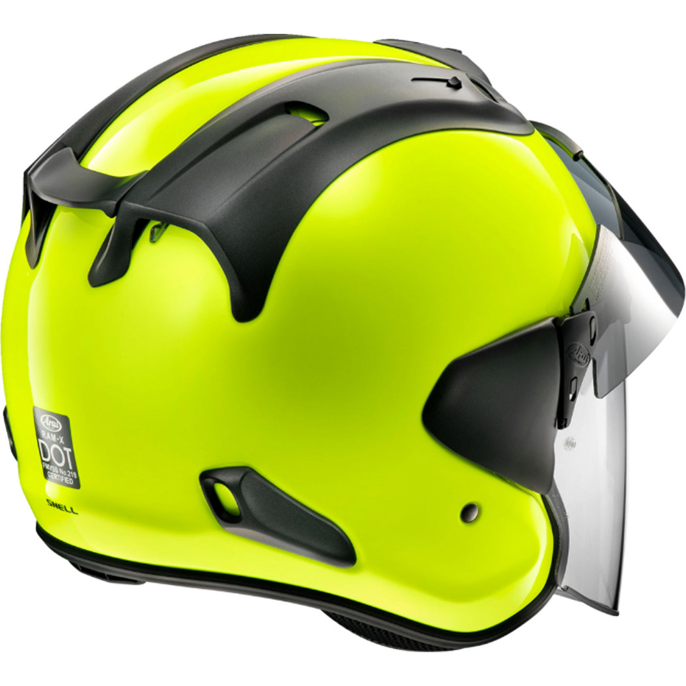 Arai Ram-X Solid Helmet Yellow Fluorescent - Rear Side View