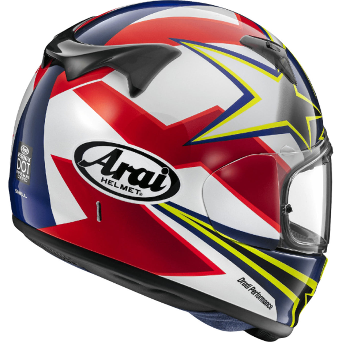 Arai Regent-X S&S Helmet Yellow - Rear Side View