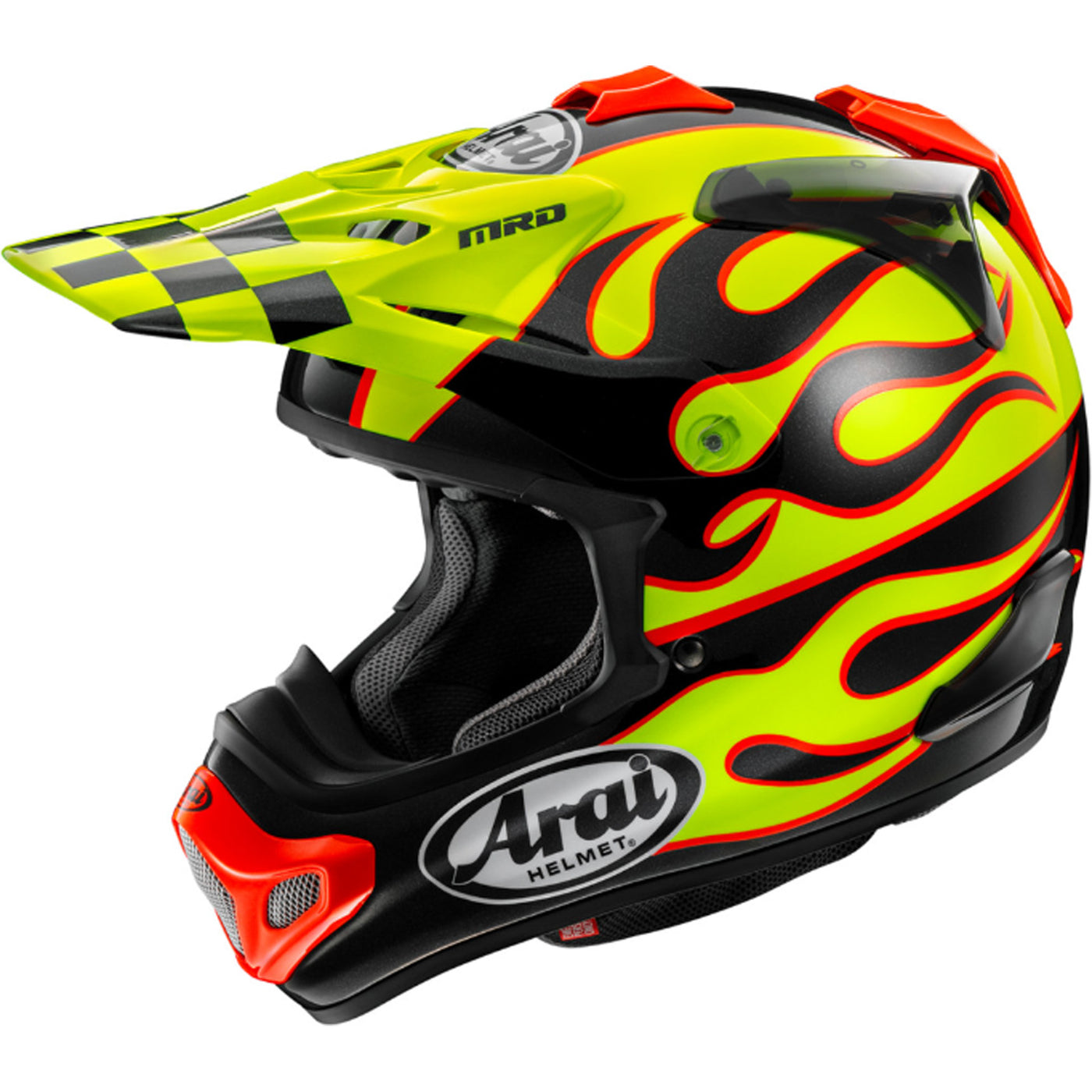 Arai VX-Pro4 Flame Helmet Yellow - Front Side View