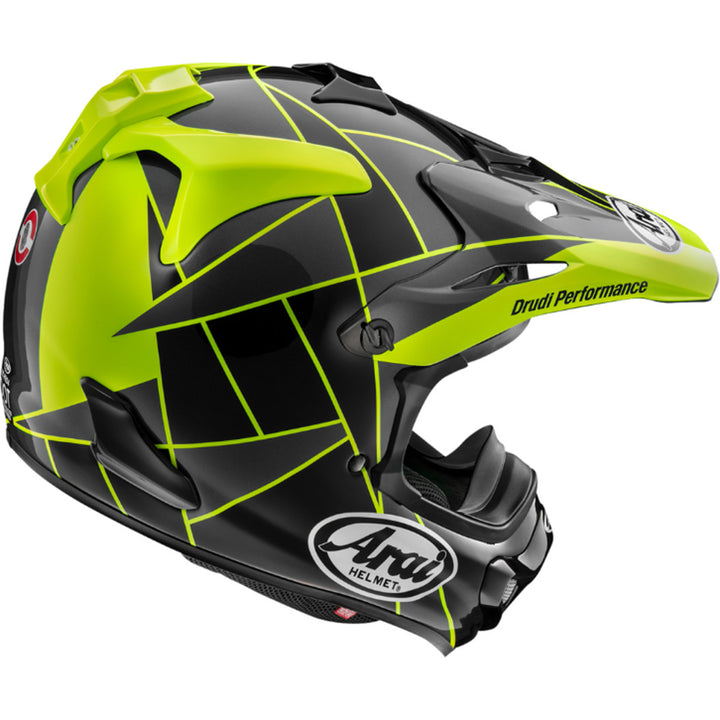 Arai VX-Pro4 Fragment Helmet Yellow - Rear Side View