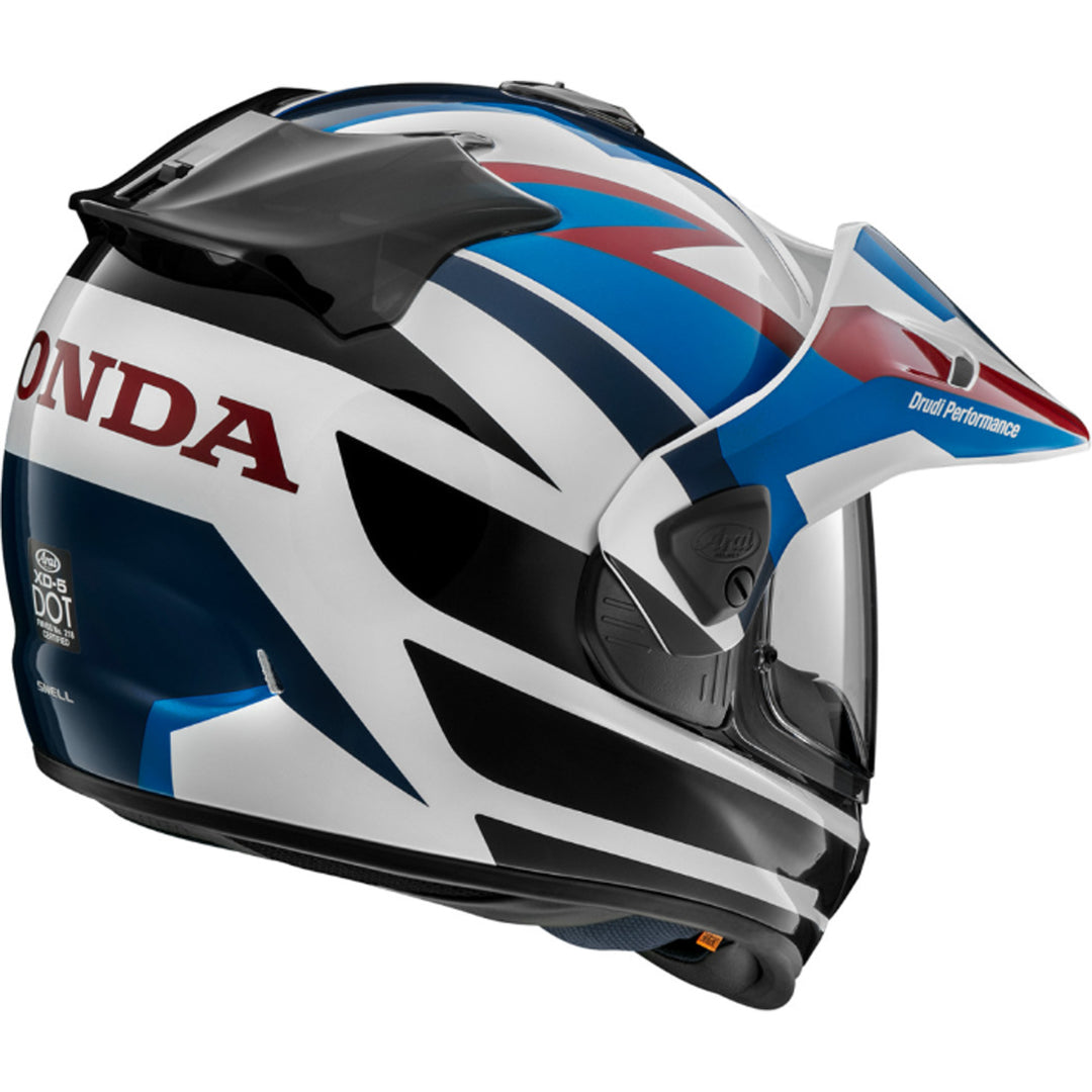 Arai XD-5 Honda Africa Twin Helmet Blue - Rear Side View