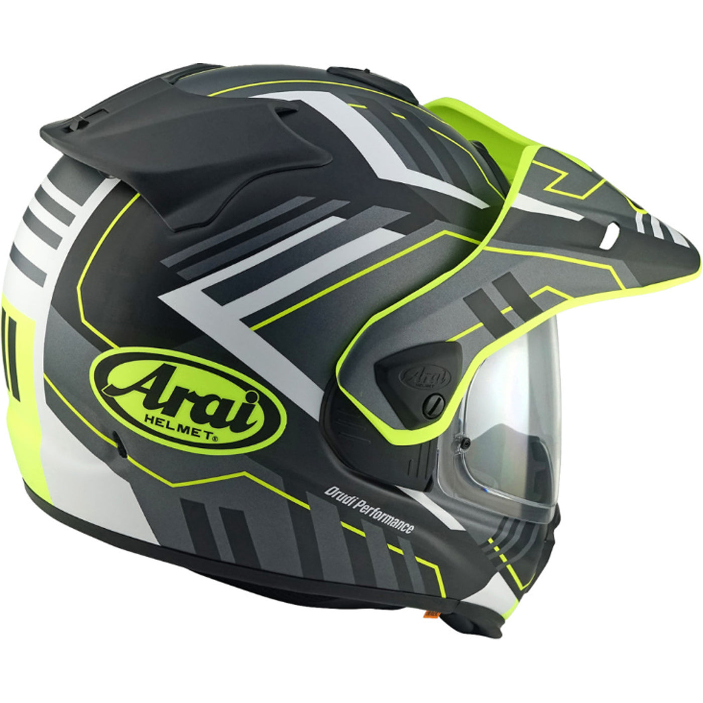 Arai XD-5 Trail Helmet Yellow Frost - Rear Side View