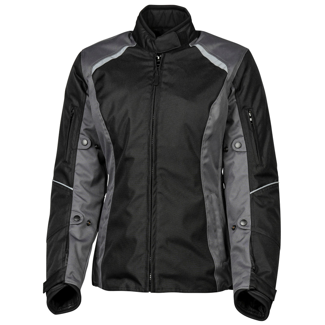 Noru Women's Arashi Waterproof Jacket Black/Gun - Front View