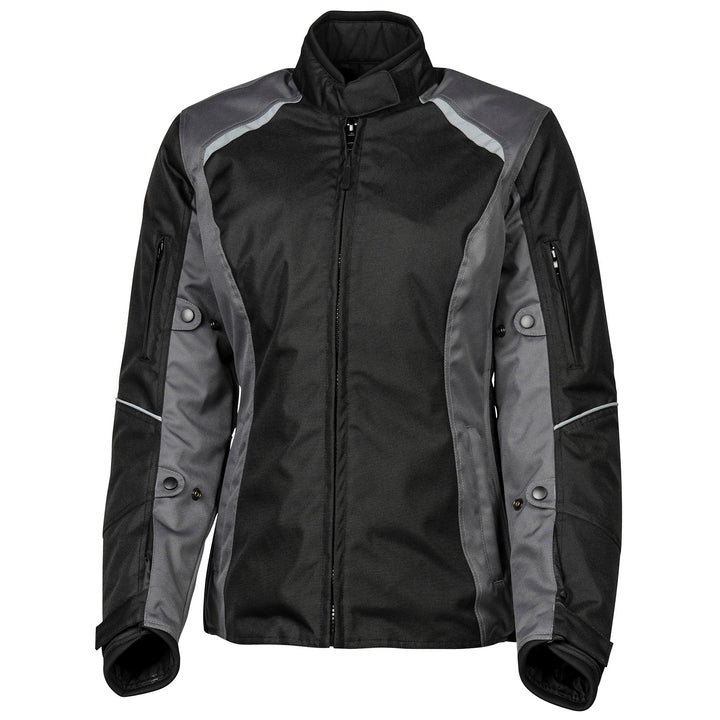 Noru Women's Arashi Waterproof Jacket Black/Gun - Front View