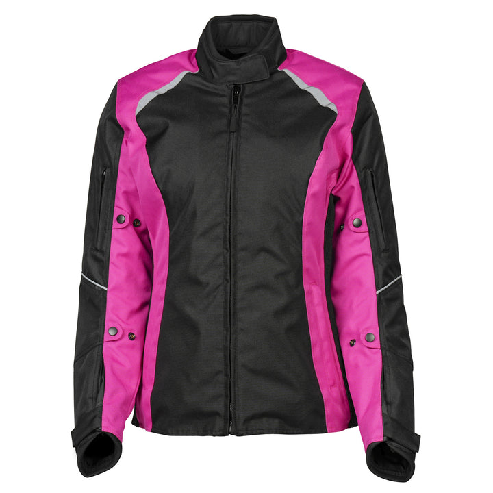 Noru Women's Arashi Waterproof Jacket Pink/Black - Front View