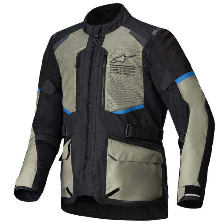 Alpinestars Andes Air Drystar Jacket Black/Laurel Gray/Bright Blue - Front View