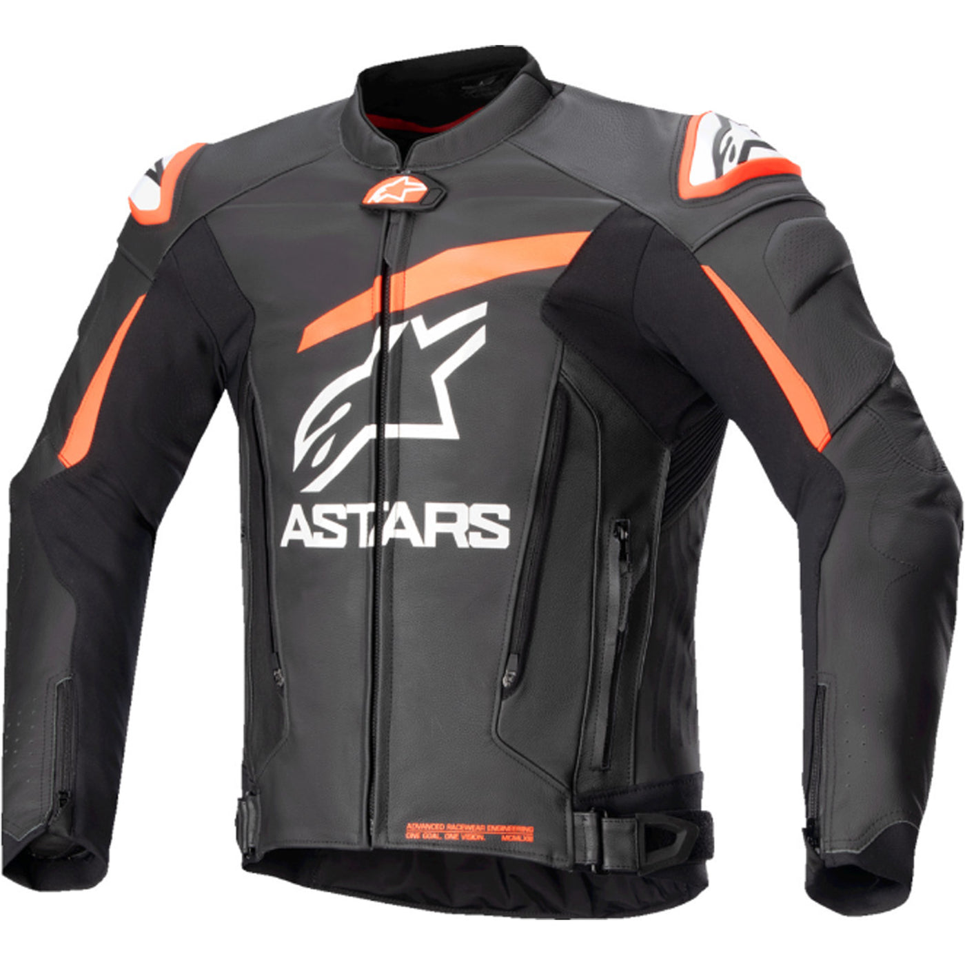 Alpinestars GP Plus R V4 Leather Jacket Black/Red Fluo/White - Front View