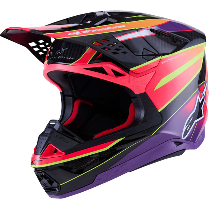 Alpinestars Supertech M10 Era MIPS Helmet Gloss Pink/Violet/Yellow Fluo - Front Side View
