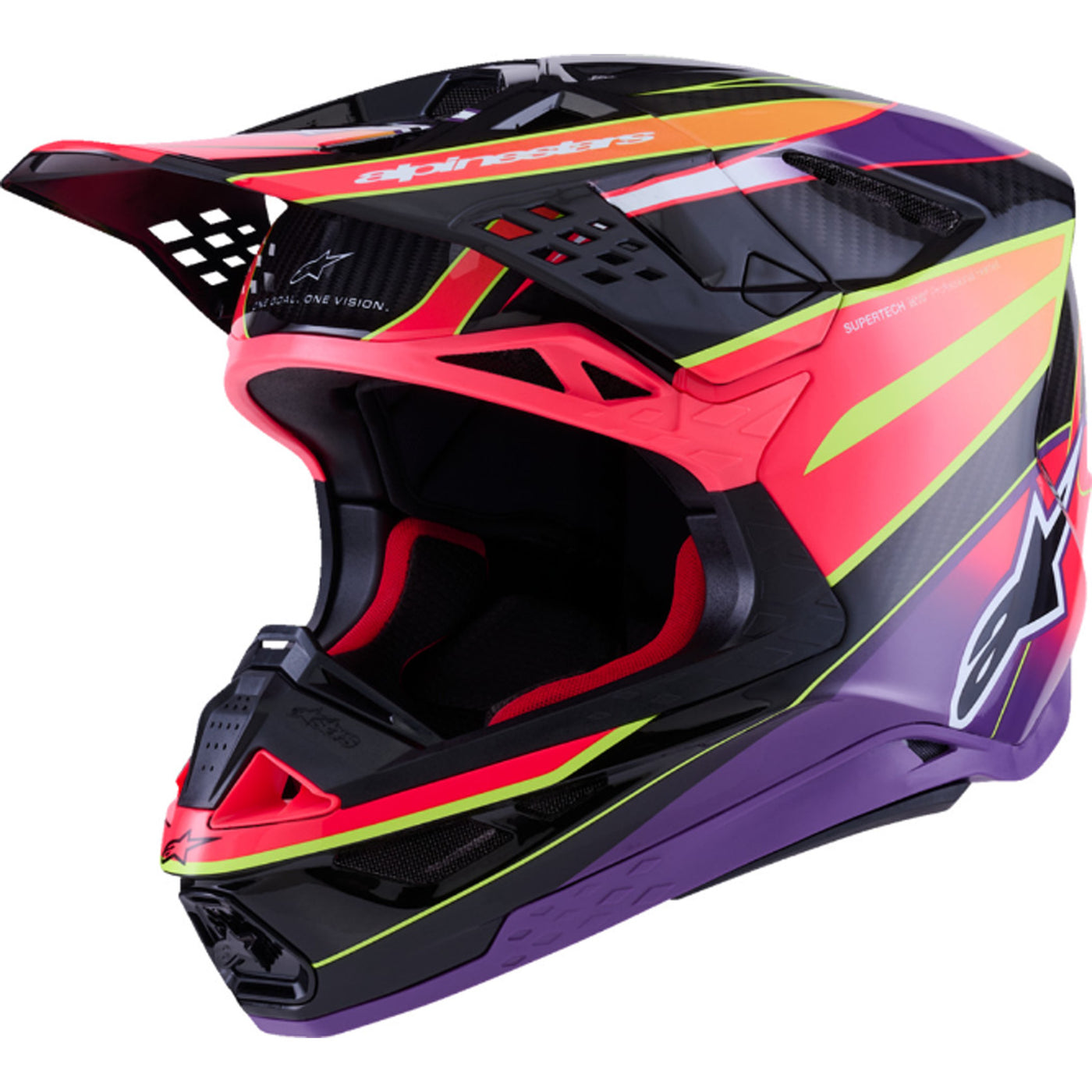 Alpinestars Supertech M10 Era MIPS Helmet Gloss Pink/Violet/Yellow Fluo - Front Side View