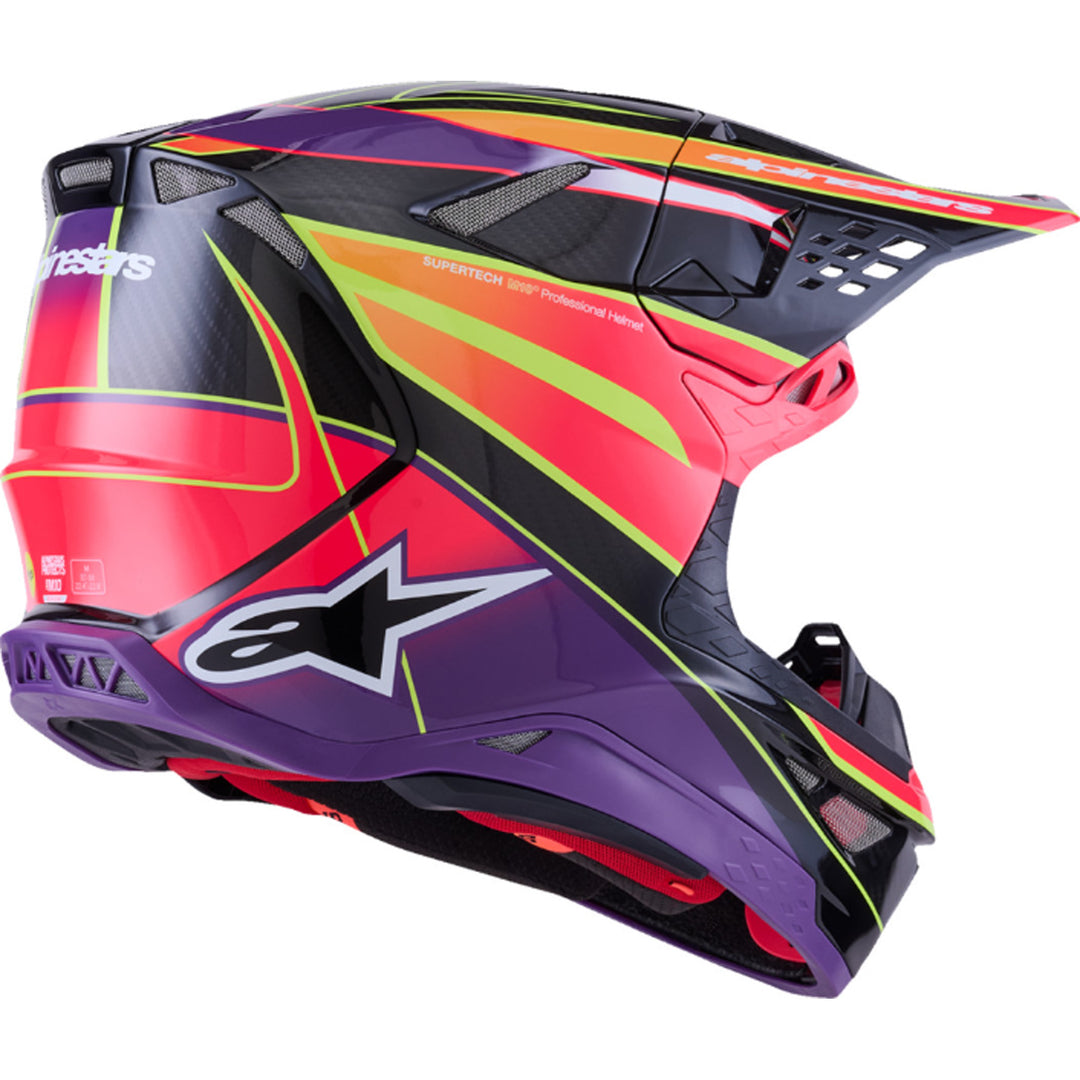 Alpinestars Supertech M10 Era MIPS Helmet Gloss Pink/Violet/Yellow Fluo - Rear Side View