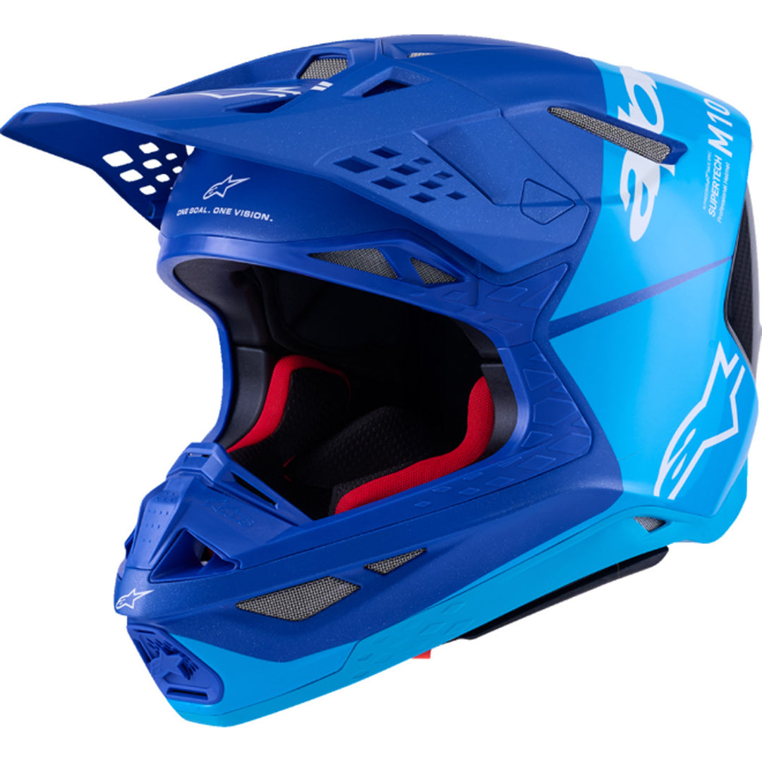 Alpinestars Supertech SM10 Flood MIPS Helmet Blue/Black Carbon - Front Side View