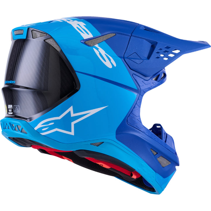 Alpinestars Supertech SM10 Flood MIPS Helmet Blue/Black Carbon - Rear Side View