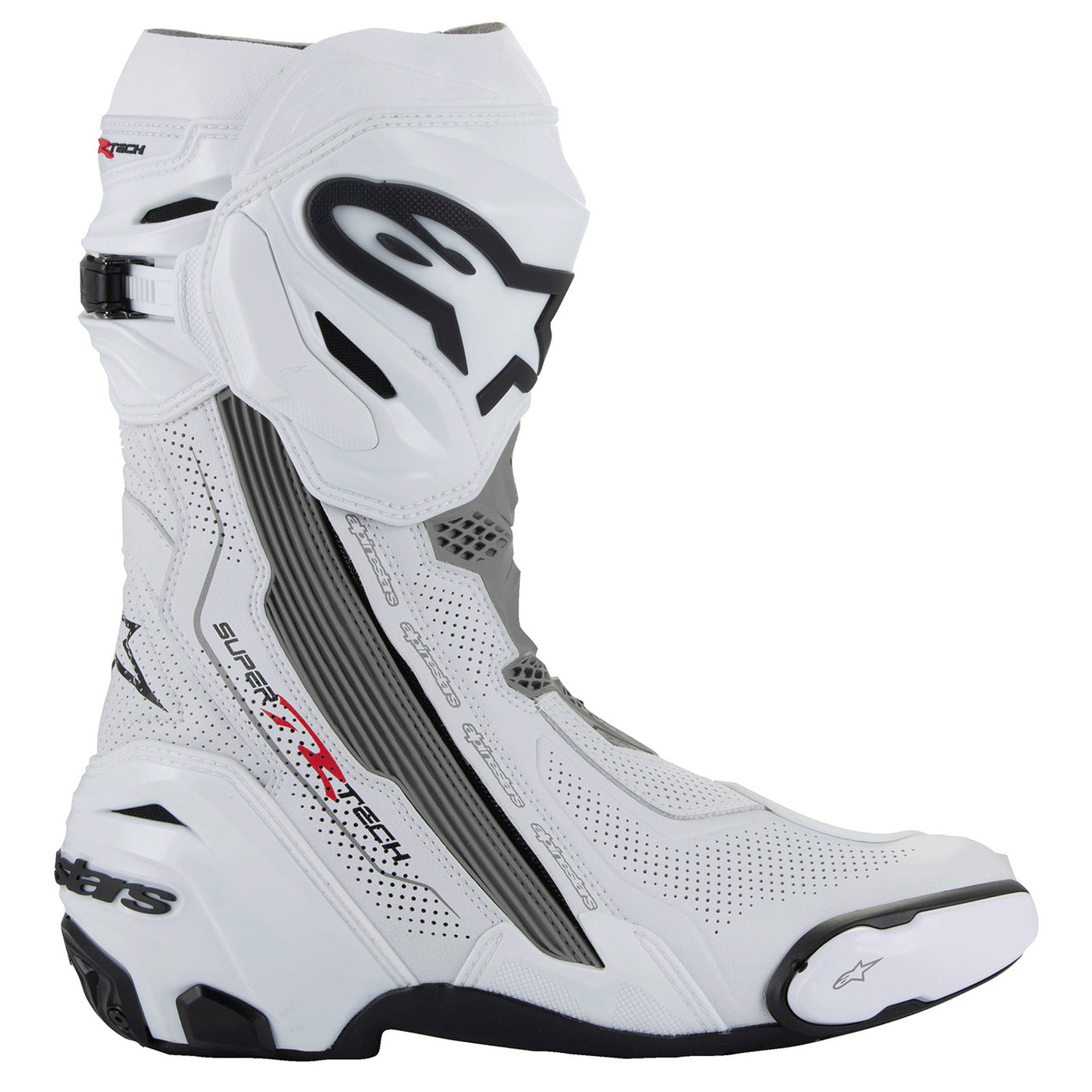 Alpinestars Supertech R v2 Vented Boot White/Mid Gray/Black - Outer Side View