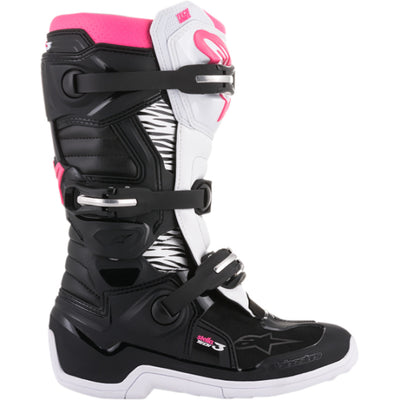 Alpinestars Stella Tech 3 MX Boots Black/White/Pink - Outer Side View