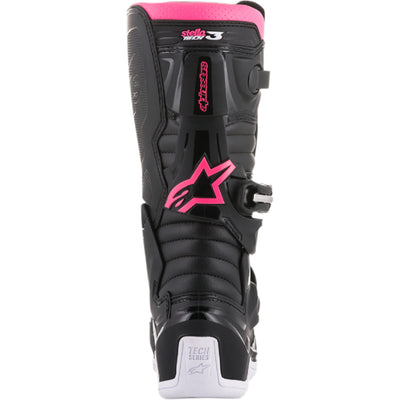 Alpinestars Stella Tech 3 MX Boots Black/White/Pink - Rear View