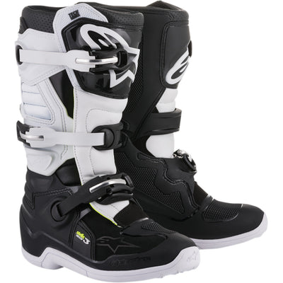 Alpinestars Stella Tech 3 MX Boots Black/White - Front Side View of Pair