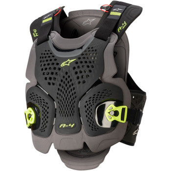 Alpinestars A-4 Max Chest Guard Black/Anthracite/Yellow Fluo - Front View
