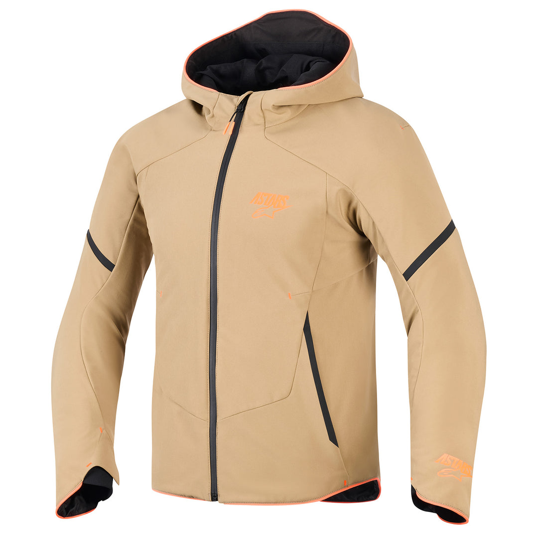 Alpinestars Aeroshell Waterproof Jacket Dark Khaki/Black/Orange Fluo - Front View